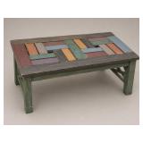 Wood Coffee Table With Multicolor Inlay