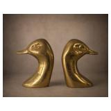 Solid Brass Duck Head Bookends