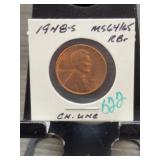 1948-S Lincoln Wheat Cent MS64/65 RB