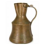 Large Copper Water Pitcher with Curved Handle