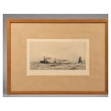 W.L. Wyllie Framed Naval Etching