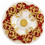 Murano Style Glass Bowl w Red and Gold Decoration
