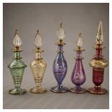 5 Colored Glass Perfume Bottles