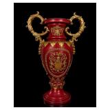 Red and Gold Heavy Resin Decorative Vase