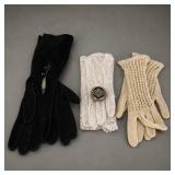 Women's Vintage Gloves and Brooch