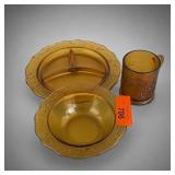 Amber Glass Nursery Rhyme Child's Dish Set