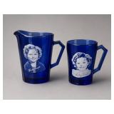 Hazel Atlas Cobalt Shirley Temple Glass & Jug
