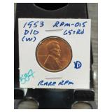 1953 Lincoln Wheat Cent RPM-015 D/D (W)
