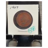 1907 Indian Head One Cent Coin