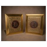 Brass and Bronze Monogrammed Bookends