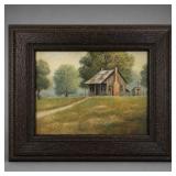 Framed Oil Painting Rural House Scene Bill Wells
