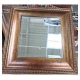 Square Beaded Wood-Framed Wall Mirror