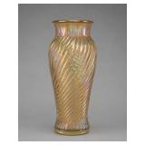 Imperial Peach Luster Ribbed Swirl Vase