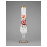 1950s Hand Painted Milk Glass Bud Vase