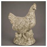 Glazed Ceramic Hen and Chicks Figurine