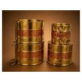 4pc Brass and Copper Pots, Partially Sealed