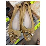 Miu Miu Embellished Yellow Leather Flats