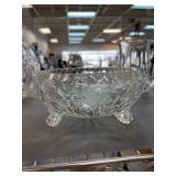 Footed Cut Crystal Bowl with Floral Motifs