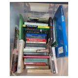 Plastic Tote with Assorted Books