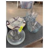 Corning Glass Bowls and Hand-Painted V
