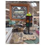Decorative Lot: Welcome Sign, Traffic Light,