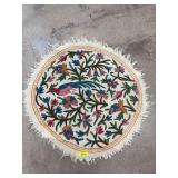 Handmade Kashmiri Wool Round Rug, 38 Inches