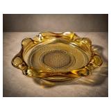 Amber Pressed Glass Ashtray
