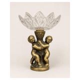 Bronze Cherub Base Bowl with Glass Dish