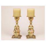 Brass and Onyx Candle Holders