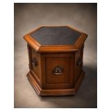 Hexagonal Wood Side Table with Storage