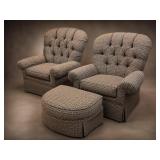 Broyhill Fabric Armchairs With Ottoman Set