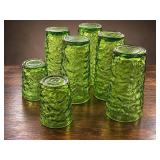 Anchor Hocking Milano Green Crinkle Tumblers