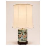 Chinese Ceramic Table Lamp with Heron Decoration