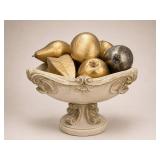Decorative Footed Compote with Gilded Fruit