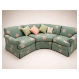 Floral Upholstered Curved Sectional Sofa