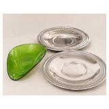 Reed and Barton Silverplate Trays with Green