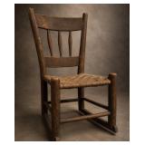 Wooden Childï¿½s Rocking Chair With Woven Seat