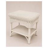 White Wicker Two-Tier Side Table