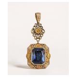 10k Gold Pendant with Large Sapphire