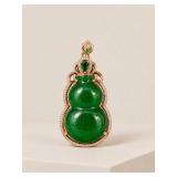 Jade Gourd-Shaped Pendant with Rose Gold-Tone