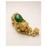 Gold Pendant with Green Stone Center
