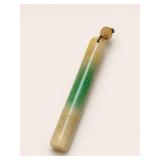 Jade Cylindrical Pendant with Gold-Tone Cap