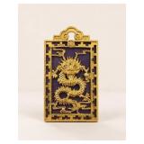 Gold-Tone Dragon Pendant with Jade Back