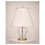Glass Table Lamp With Pleated Fabric Shade