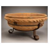 Terracotta Bowl Planter with Metal Stand