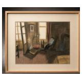 Pastel Interior Scene Signed and Dated 1984