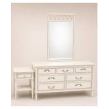 White Wood Dresser with Mirror and Nightstand