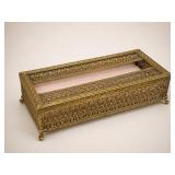 Ornate Brass and Glass Jewelry Box