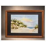 Ernie A. Haring Framed Watercolor Beach Scene