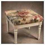 Floral Upholstered Square Stool